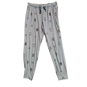 Life Is Good Pajama Pants Lounge Sleepwear W Striped Coffee‎ Cup Print NO SZ TAG
